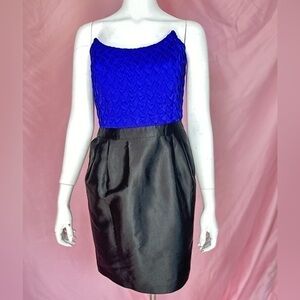 Reiss silk & cotton strapless purple black mini dress, size 6